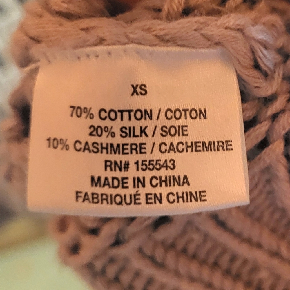 Sablyn Mariella Open Knit Cotton/Silk/Cashmere Blend Sweater Camel Sand Size XS - Picture 7 of 8
